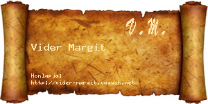 Vider Margit névjegykártya